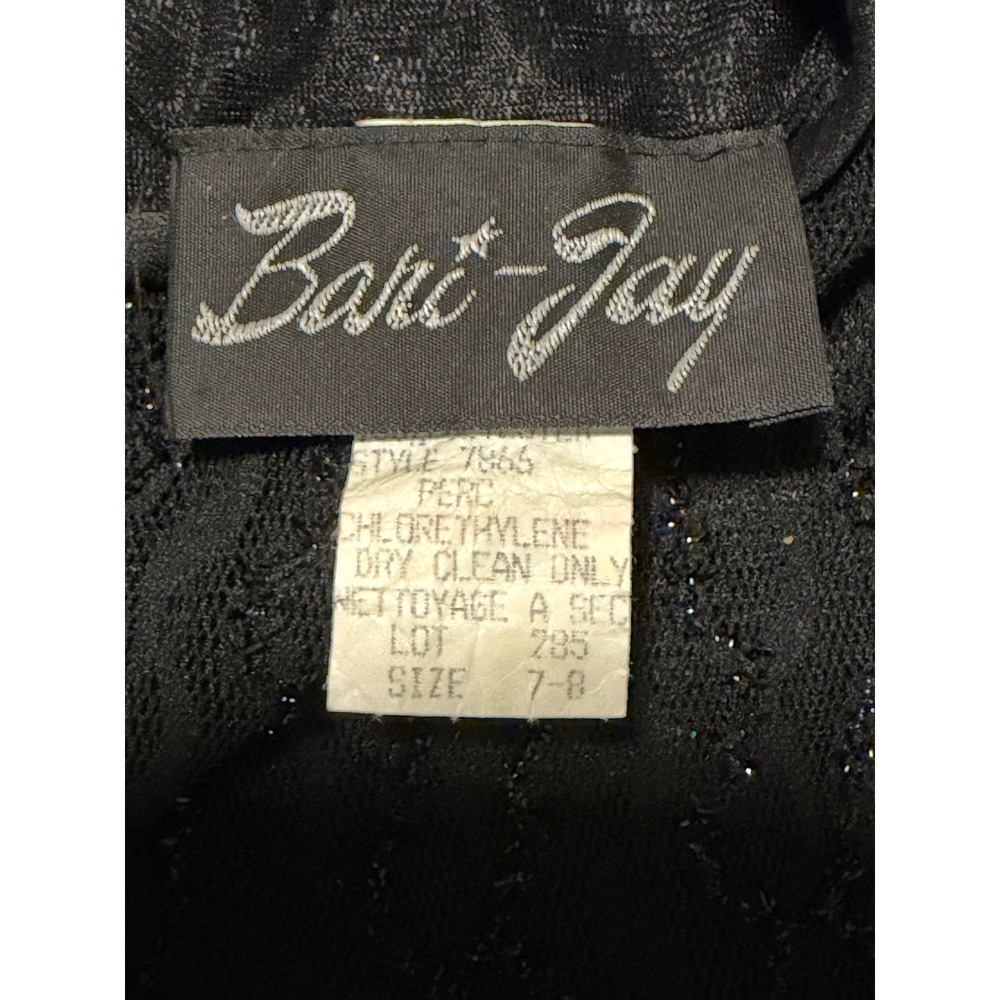 Bari Jay Vintage Black Sequin Lace Long Sleeve Evening Gown Maxi Dress Size 7-8 - Picture 6 of 11